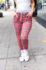 Holiday Vibes Red & Gray Plaid Drawstring Jogger Sweatpants sold by Roxie’s Picks