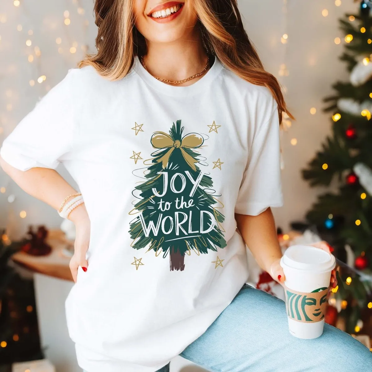 Joy To The World Tree Bella Graphic Tee sold by Roxie’s Picks product image thumbnail 2