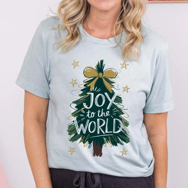 Joy To The World Tree Bella Graphic Tee sold by Roxie’s Picks