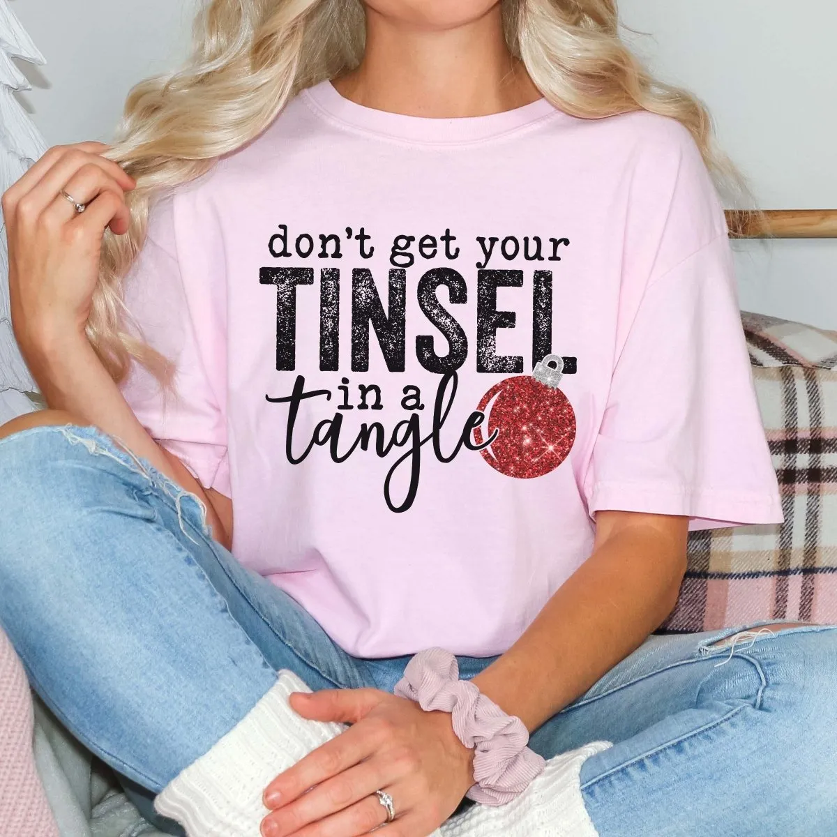 Tinsel In A Tangle Comfort Color Graphic Tee sold by Roxie’s Picks product image thumbnail 4