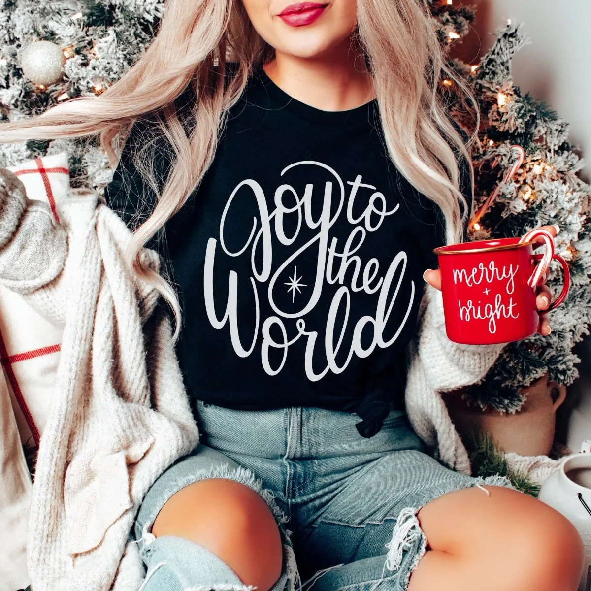 Joy To The World Bella Graphic Tee sold by Roxie’s Picks product image thumbnail 3