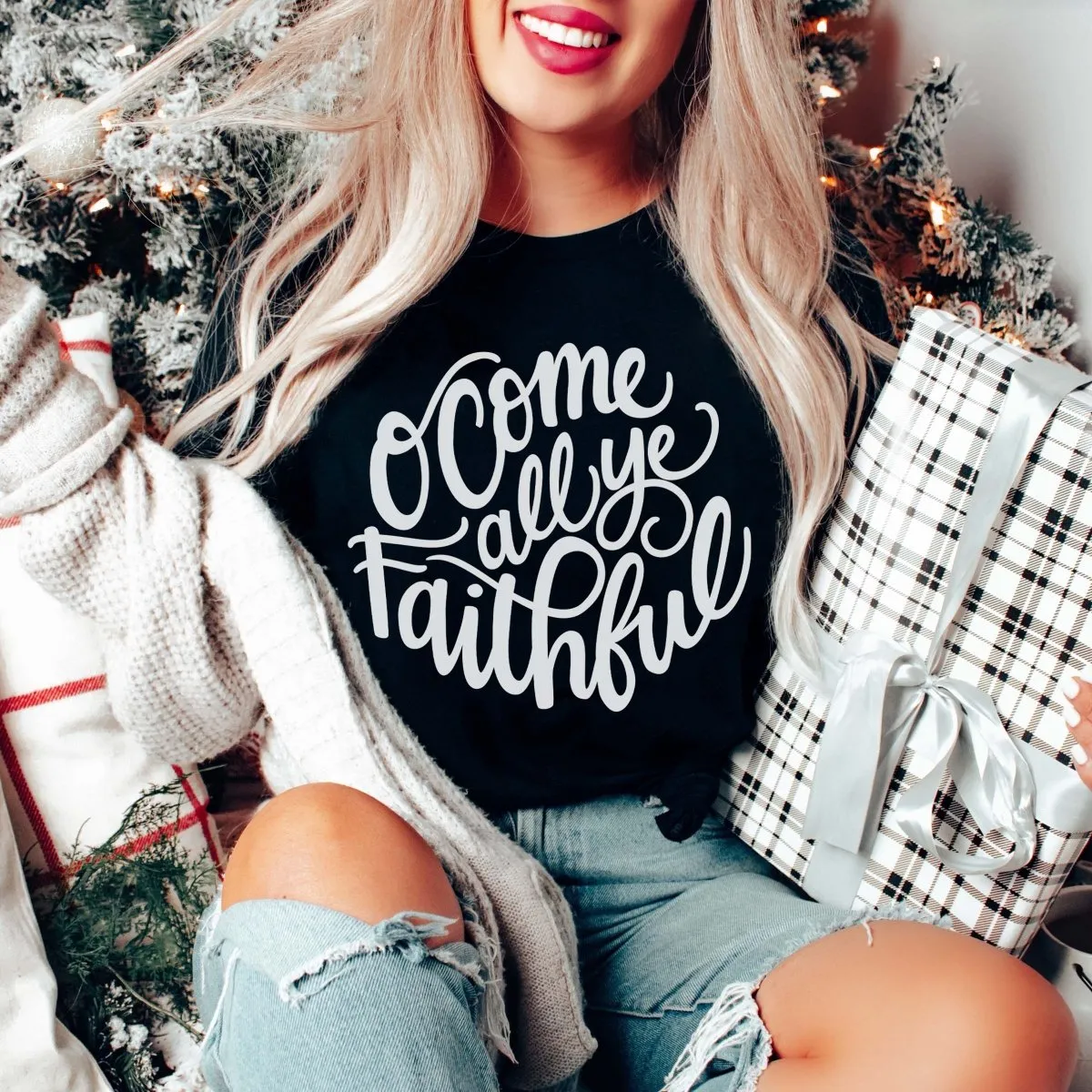 O Come All Ye Faithful Bella Graphic Tee sold by Roxie’s Picks product image thumbnail 3