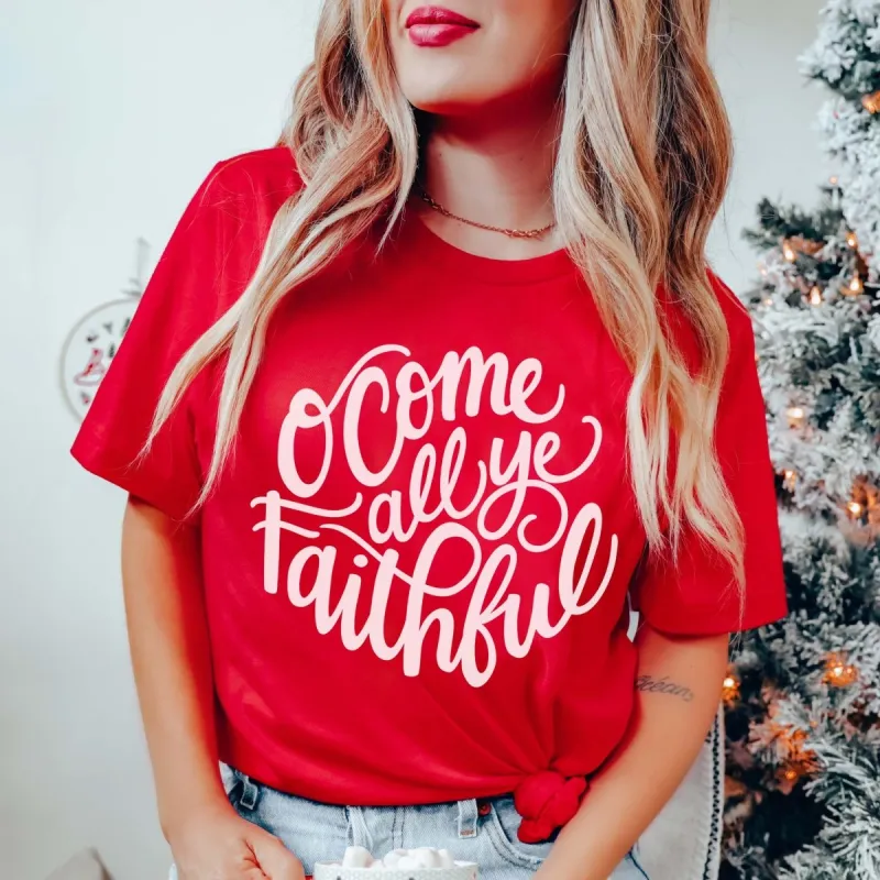 O Come All Ye Faithful Bella Graphic Tee sold by Roxie’s Picks