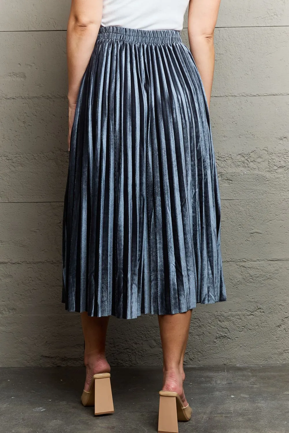 Cloudy Blue Accordion Pleated Flowy Midi Skirt sold by Roxie’s Picks product image thumbnail 2