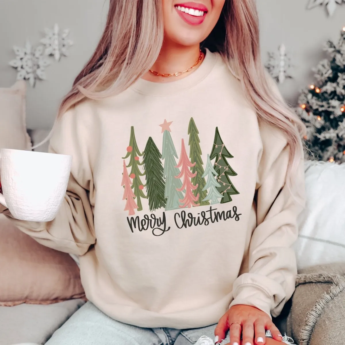 Christmas Trees - Merry Christmas Graphic Sweatshirt sold by Roxie’s Picks product image thumbnail 2