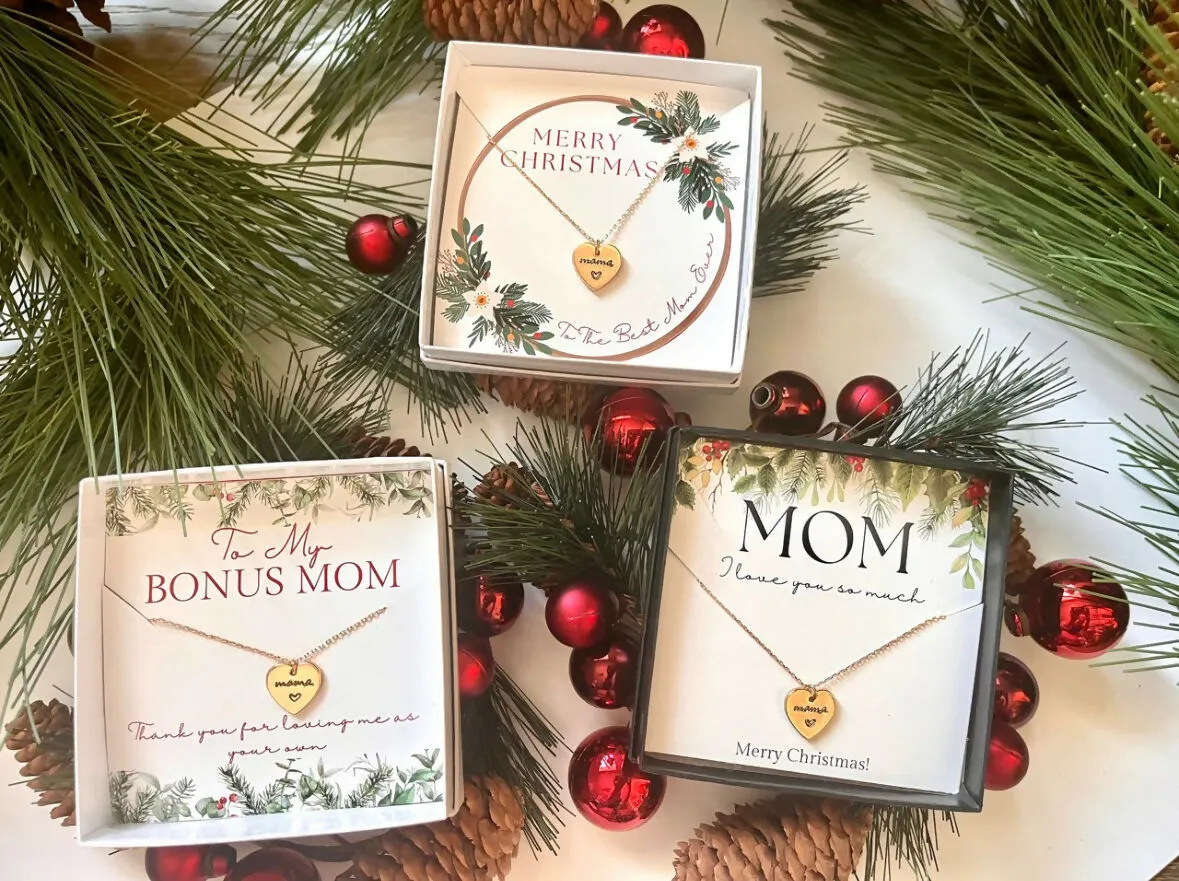 Mother Gift - Gold Heart Minimalist Mama Necklace sold by Roxie’s Picks