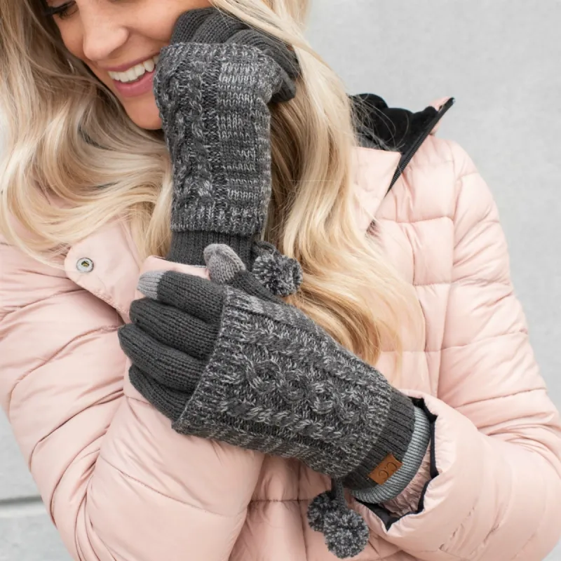CC Touchscreen Glove w/ Cuff & Pom sold by Roxie’s Picks