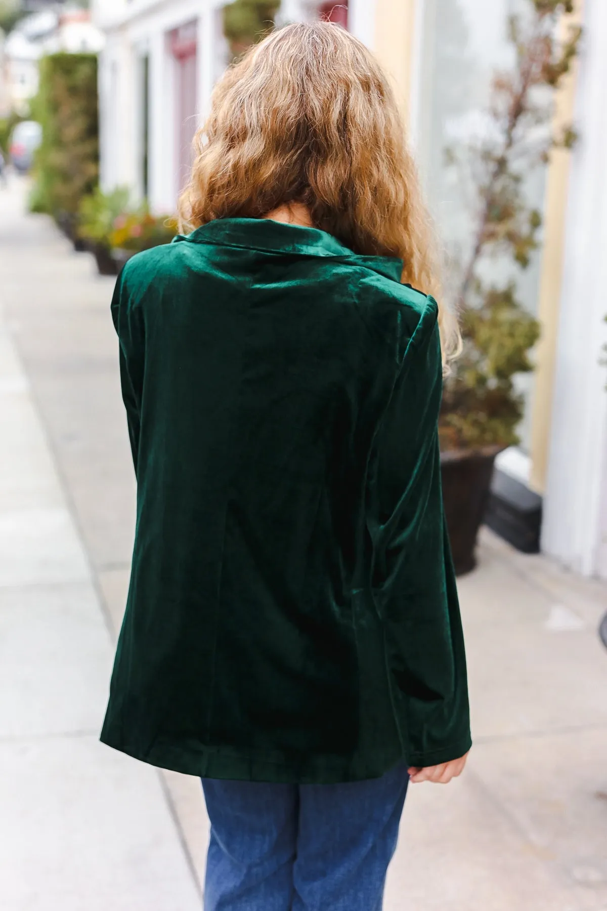 Holiday Stunner Hunter Green Velvet Lapel Blazer sold by Roxie’s Picks product image thumbnail 3