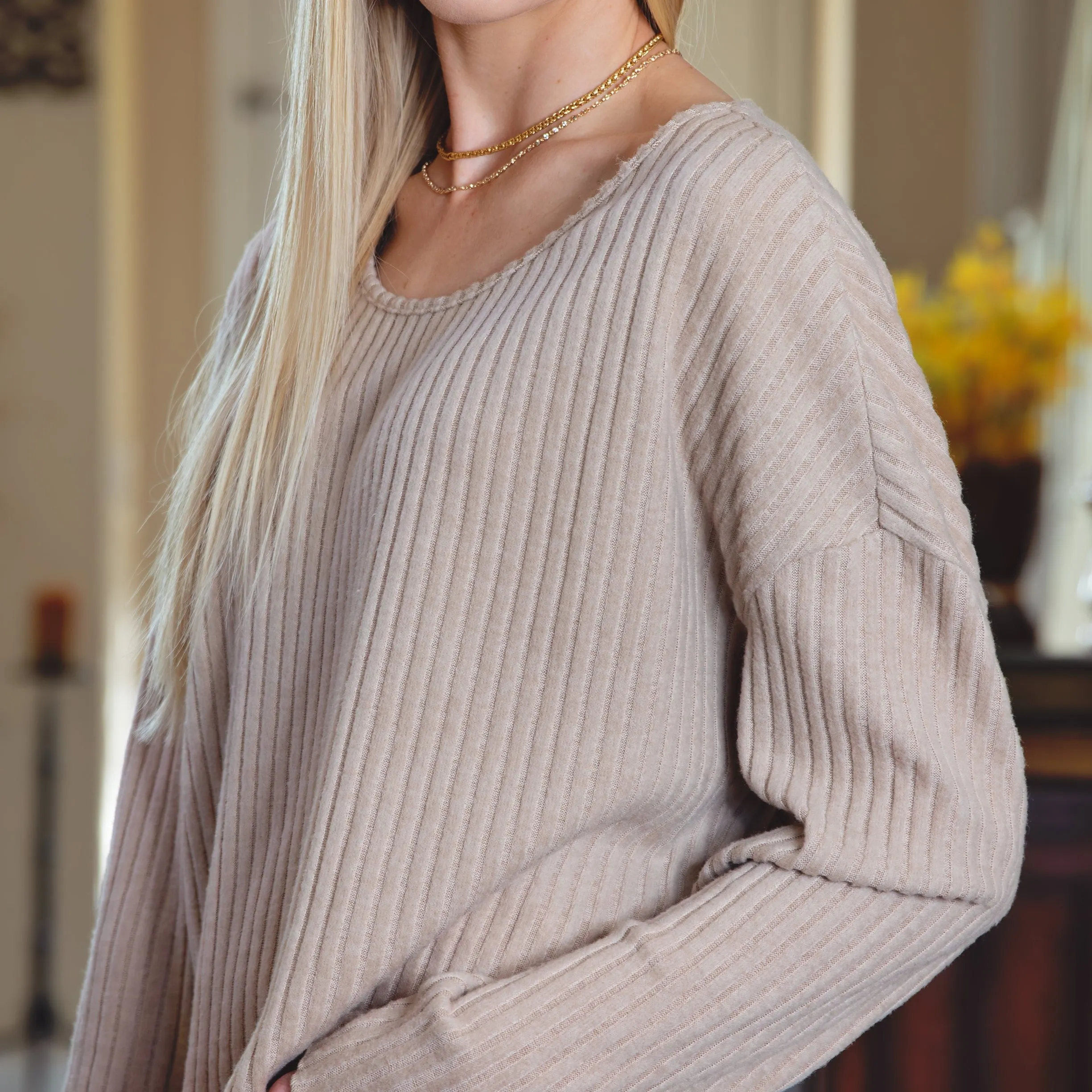 Casual Knit Long Sleeve Drop Shoulder Top sold by Roxie’s Picks product image thumbnail 4