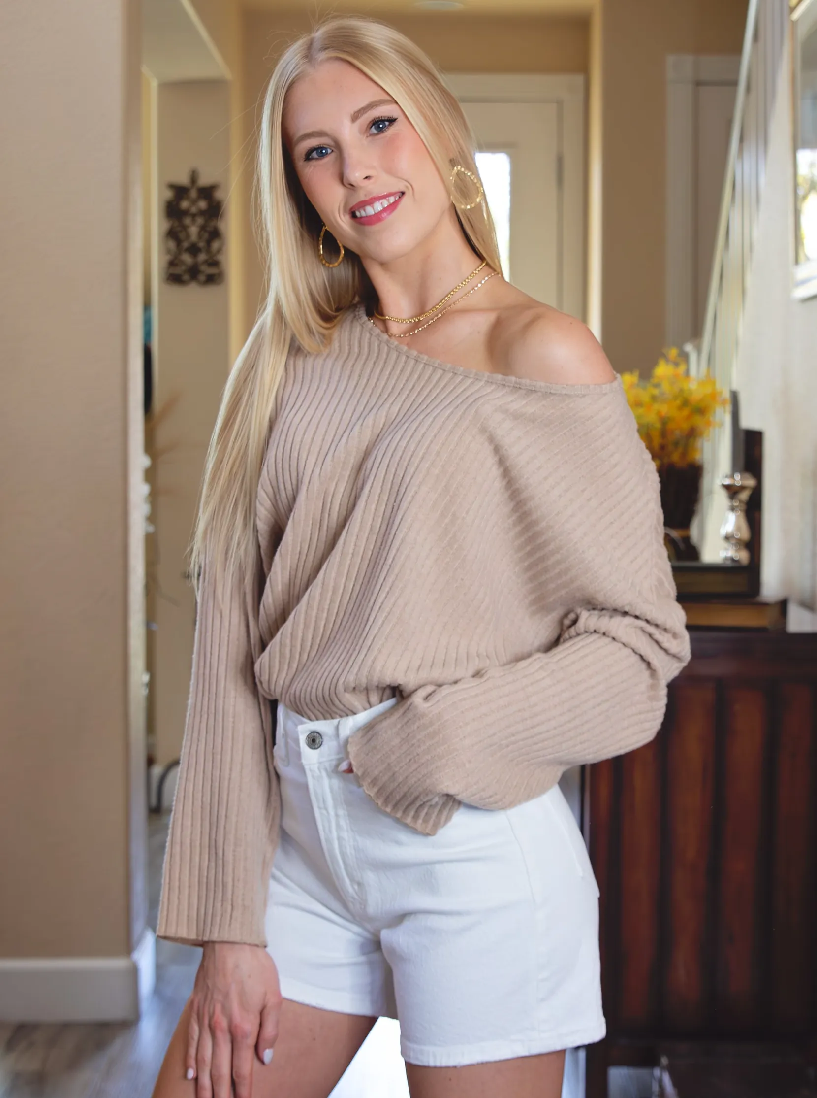 Casual Knit Long Sleeve Drop Shoulder Top sold by Roxie’s Picks product image thumbnail 3