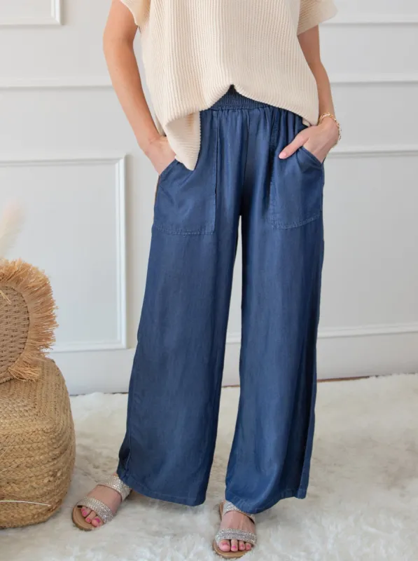 Side Pockets High Waist Wide Leg Lightweight Jeans sold by Roxie’s Picks
