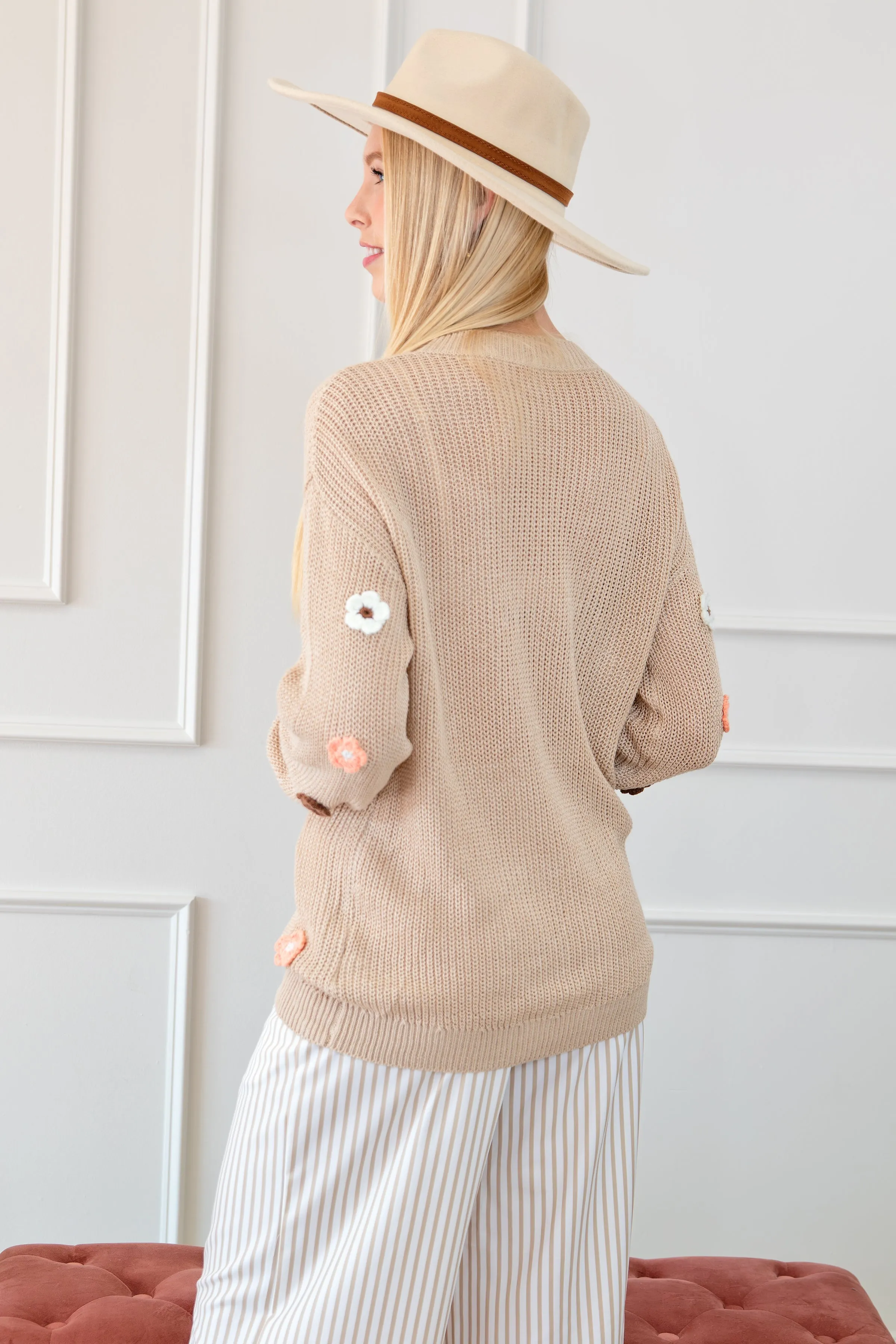 Hello Floral Embroidered Knit Loose Sweater sold by Roxie’s Picks product image thumbnail 4