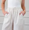 Stripe Wide Leg Adjustable Drawstring Waist Pants sold by Roxie’s Picks