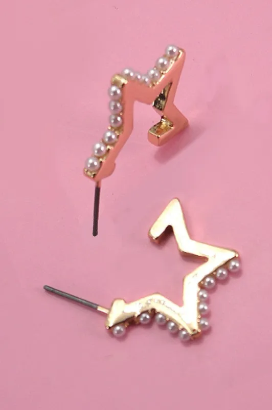Pearl Embellished Star Hoop Earrings sold by Roxie’s Picks