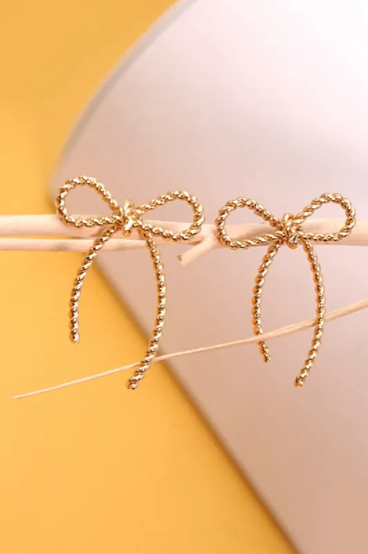Rope Bow Design Stud Earrings sold by Roxie’s Picks