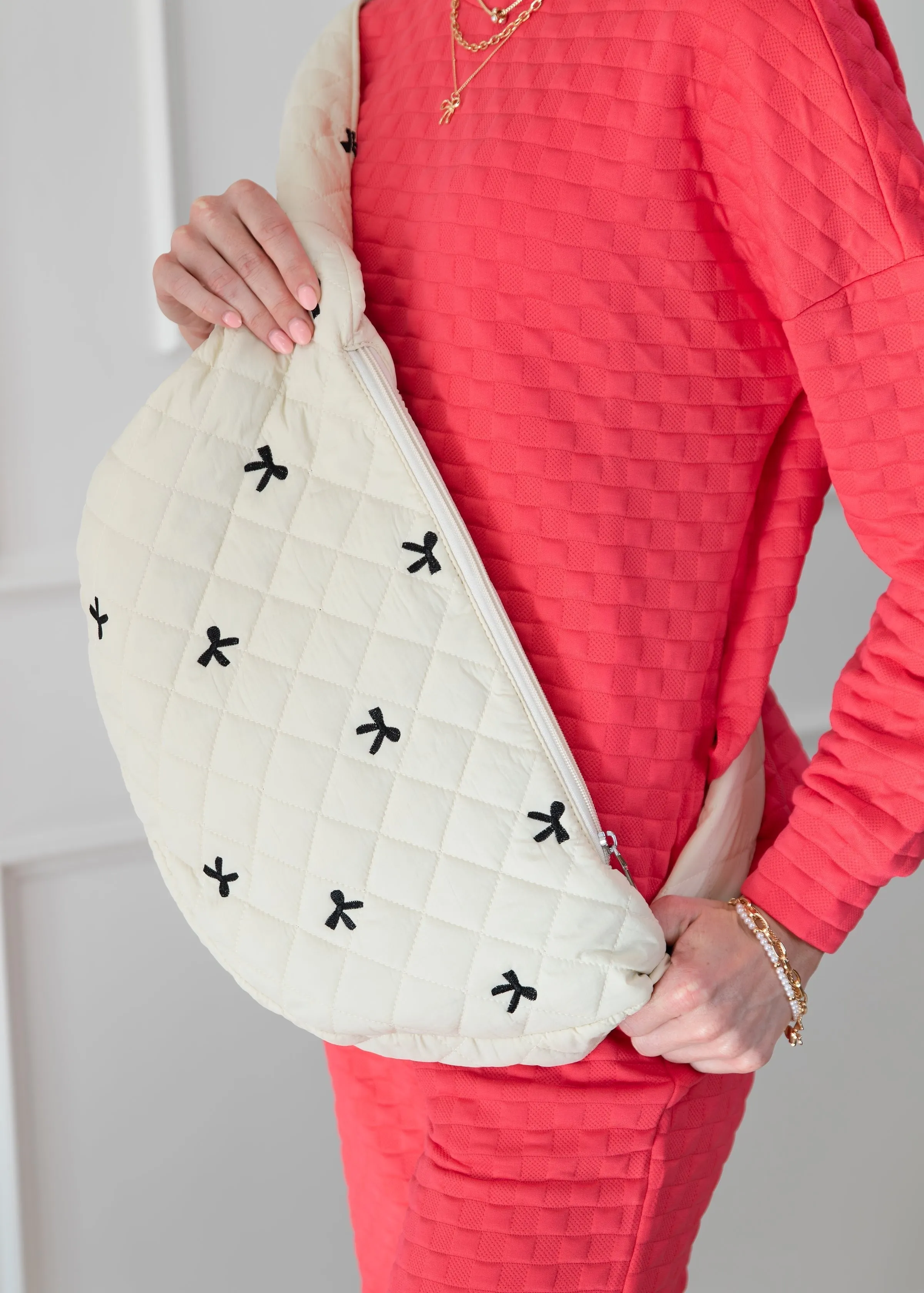 Puffy Quilted Bow Cotton Shoulder Bag sold by Roxie’s Picks