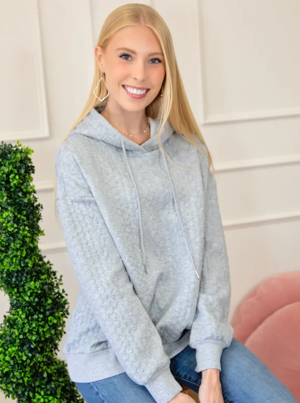 Cable Textured Drawstring Hoodie sold by Roxie’s Picks