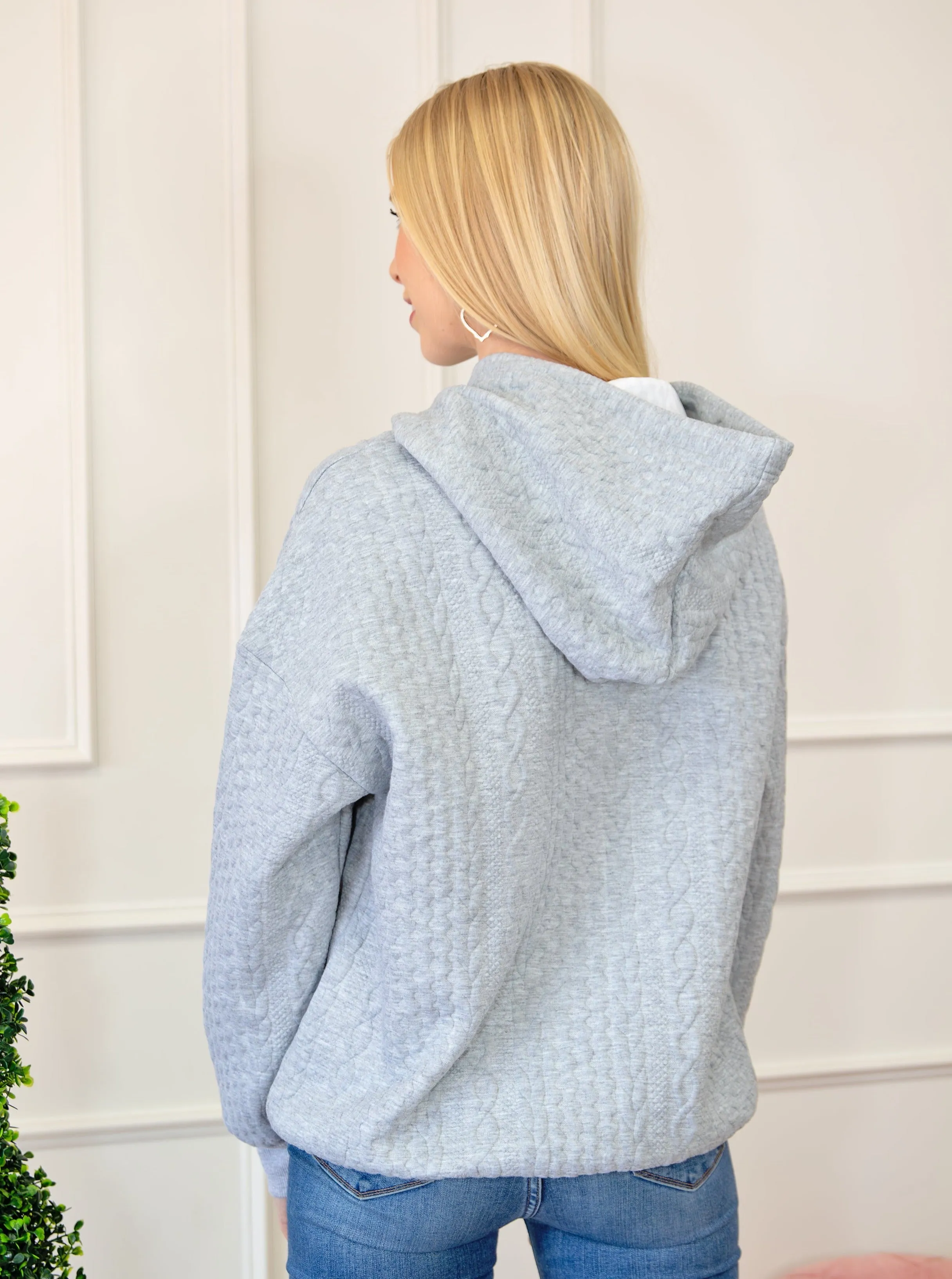 Cable Textured Drawstring Hoodie sold by Roxie’s Picks product image thumbnail 3