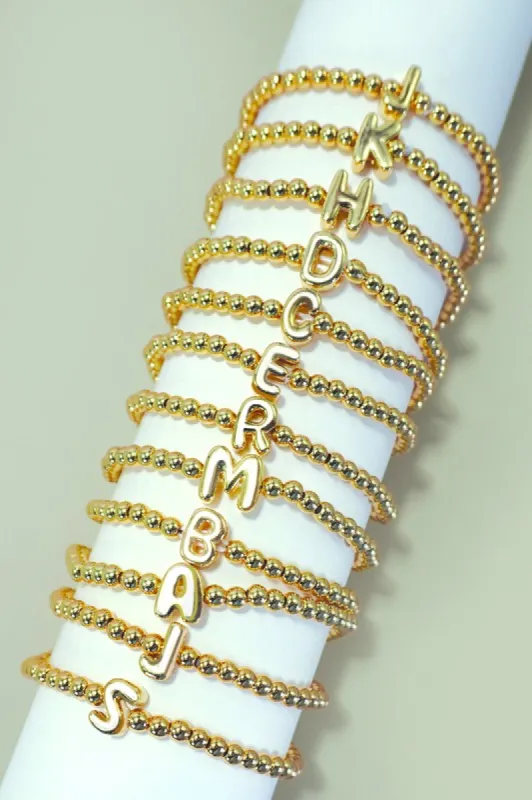 Initial Monogram Bubble Stretch Bead Bracelet sold by Roxie’s Picks