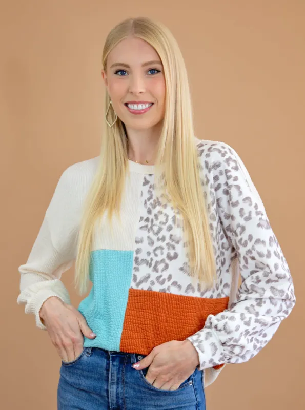 Patchwork & Color Block Ribbed Top sold by Roxie’s Picks