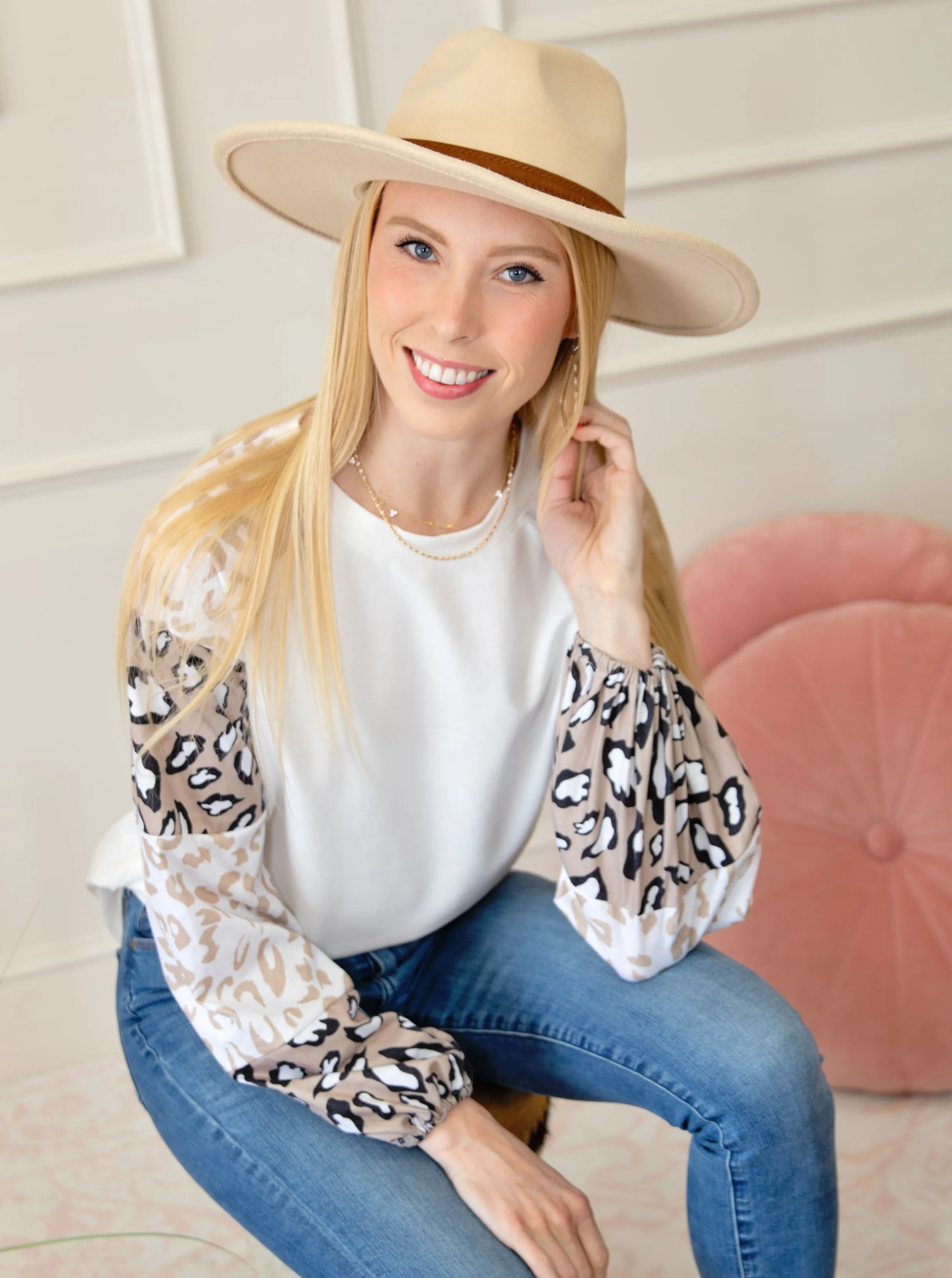 Leopard Bubble Sleeve Top sold by Roxie’s Picks