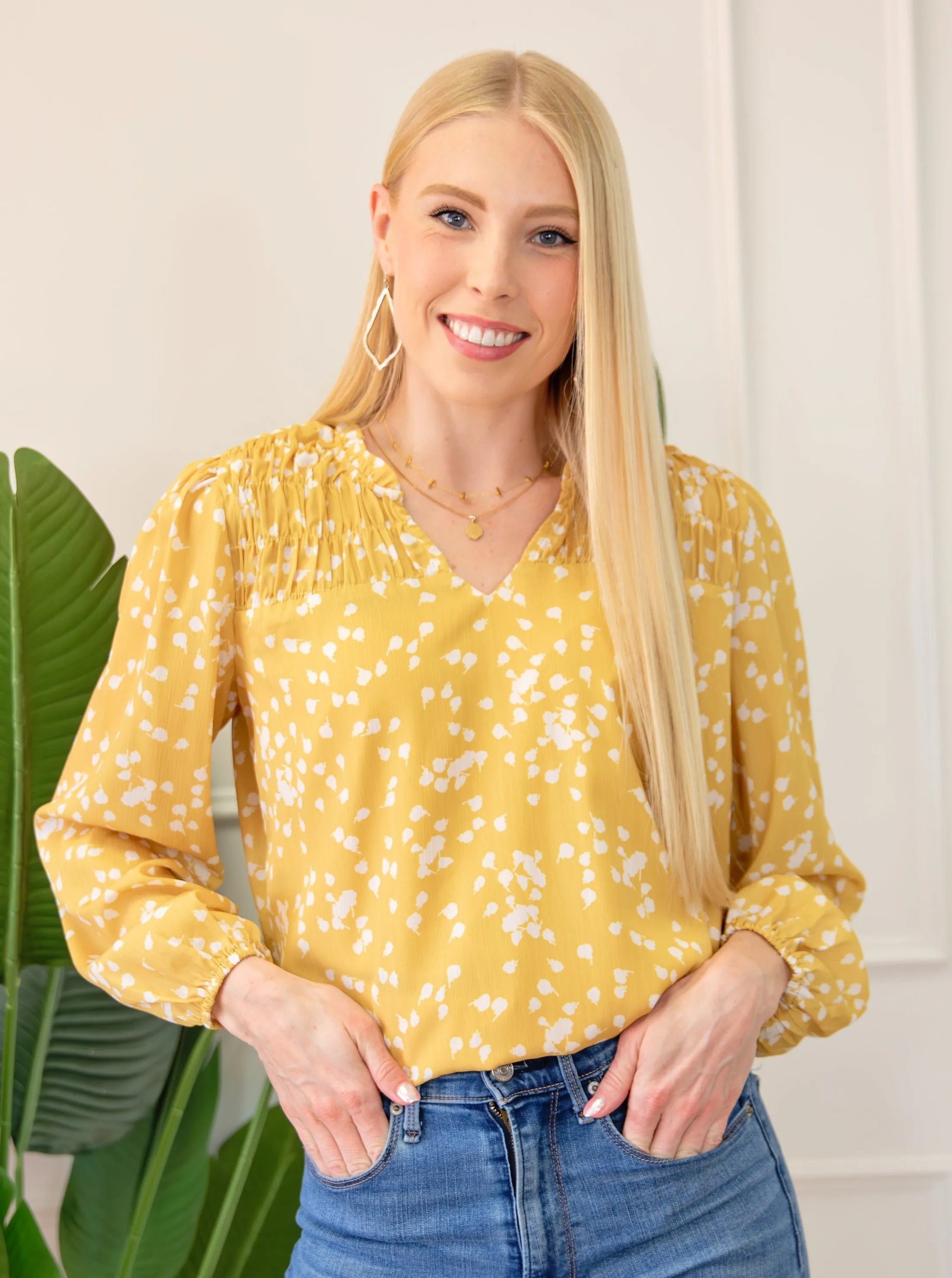 Front Split Neck Loose Blouse sold by Roxie’s Picks