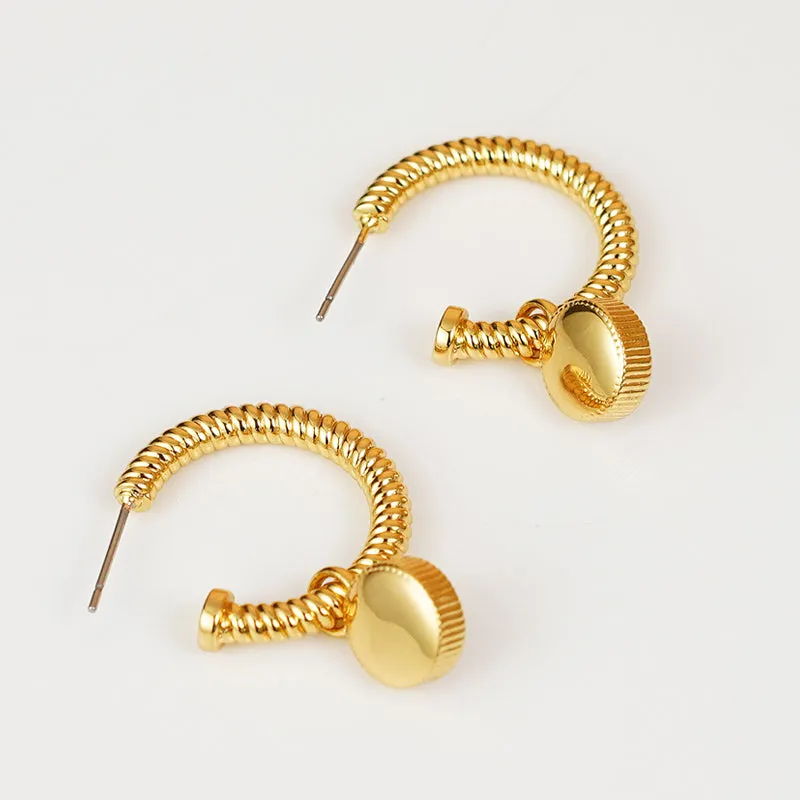 Rope Cat's Eye Stone C-Hoop Earrings sold by Roxie’s Picks product image thumbnail 2