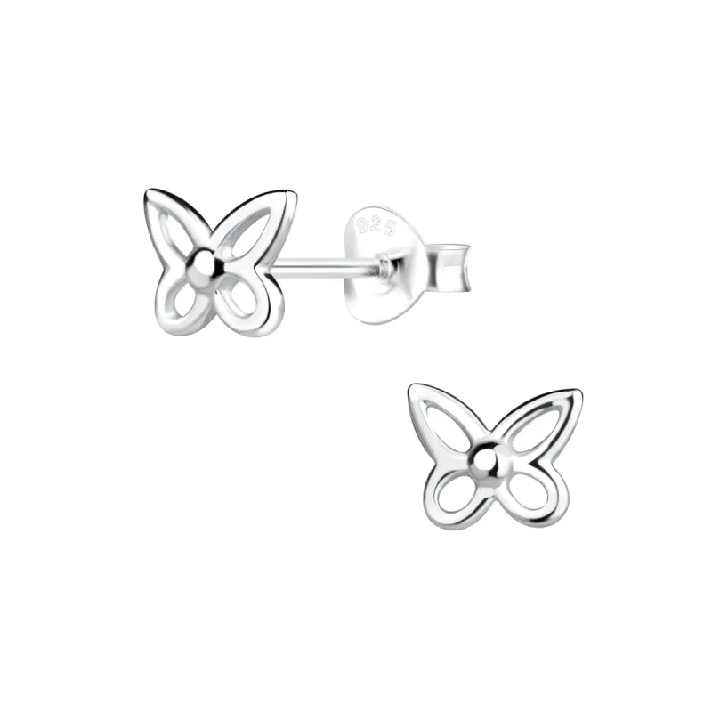 Silver Butterfly Outline Earrings 925 Sterling Silver Hypoallergenic Earrings for Little Girls sold by Roxie’s Picks