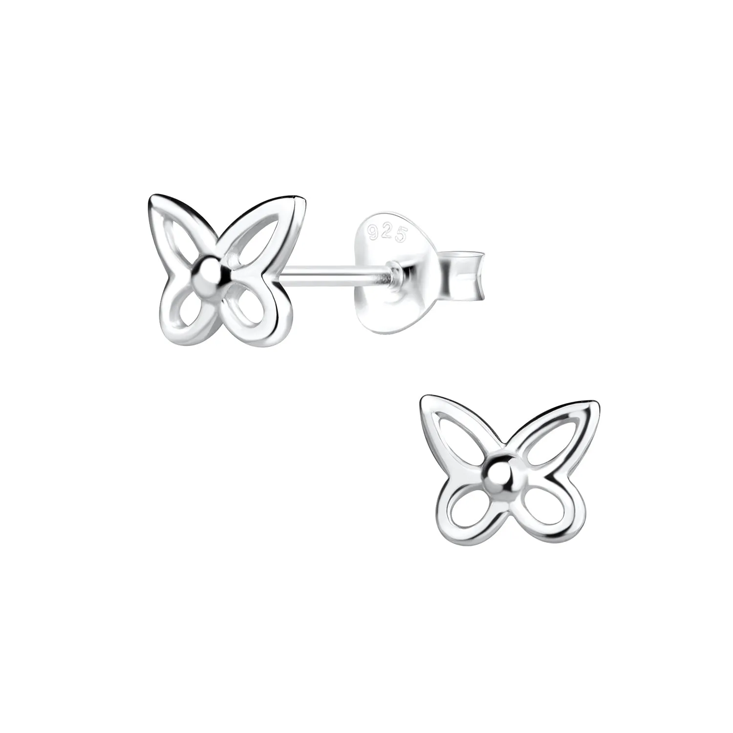 Silver Butterfly Outline Earrings 925 Sterling Silver Hypoallergenic Earrings for Little Girls sold by Roxie’s Picks