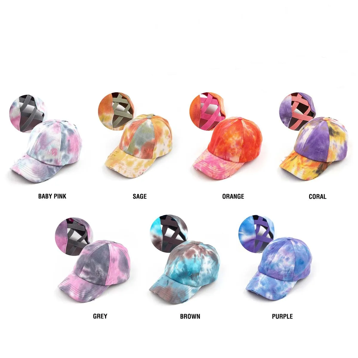 CC Tie-Dye Pony Cap | Criss-Cross Elastic sold by Roxie’s Picks product image thumbnail 2