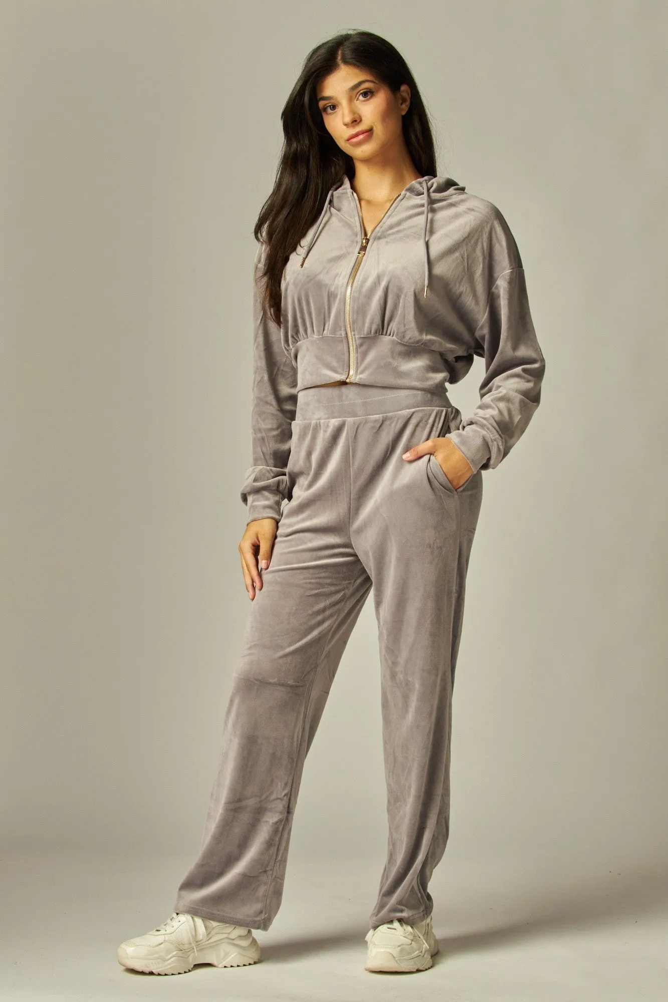 Velour Zip Up Hoodie Pants Jogger Set sold by Roxie’s Picks product image thumbnail 2