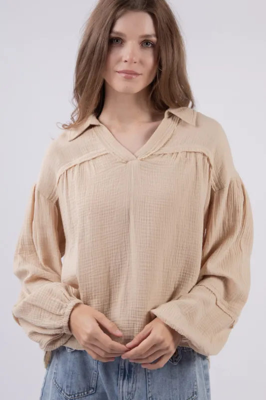 Oversized Cotton Gauze Woven Shirt Top sold by Roxie’s Picks
