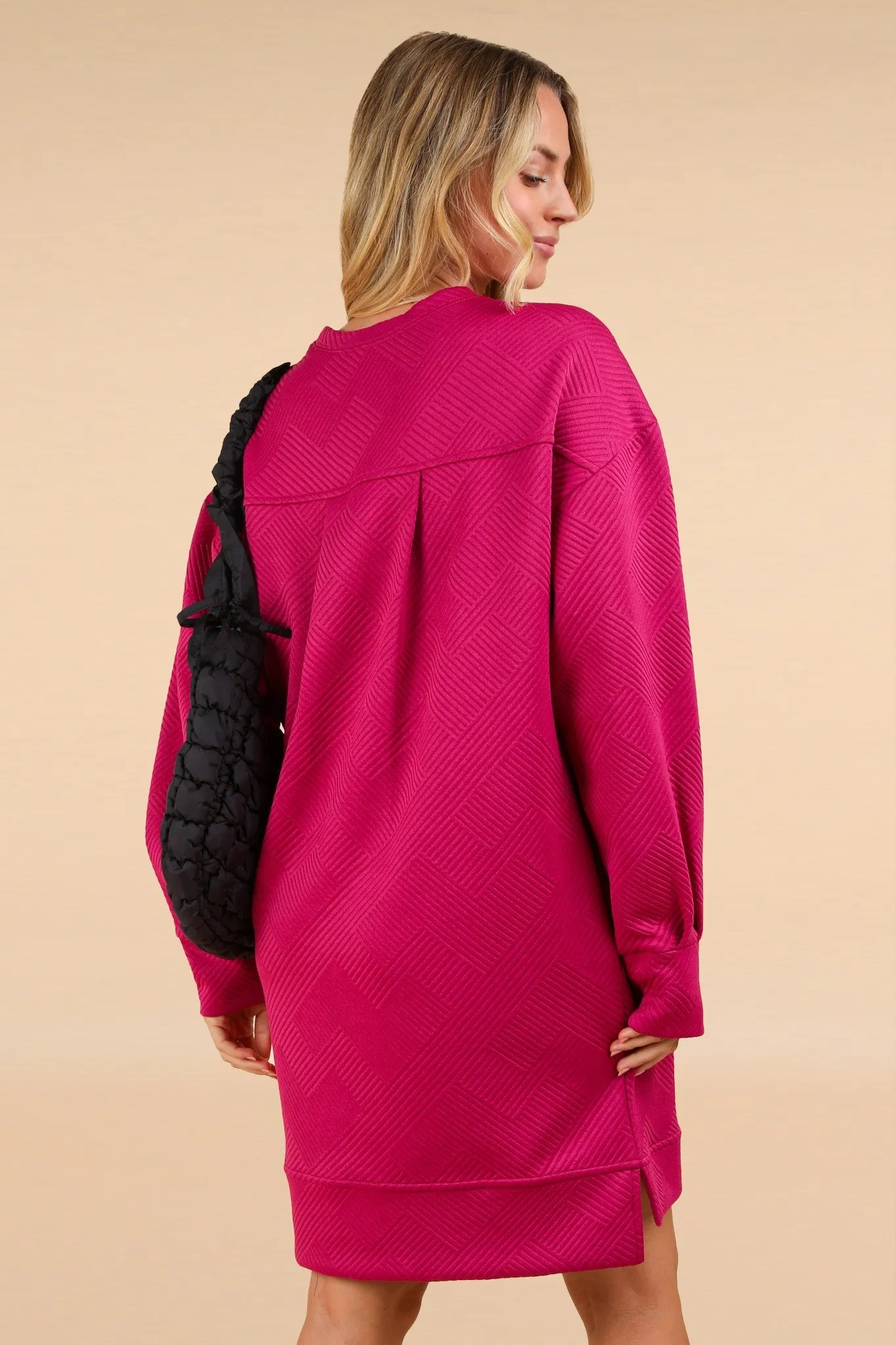 Quilted Double Knit Round-Neck Shift Mini Dress sold by Roxie’s Picks product image thumbnail 4