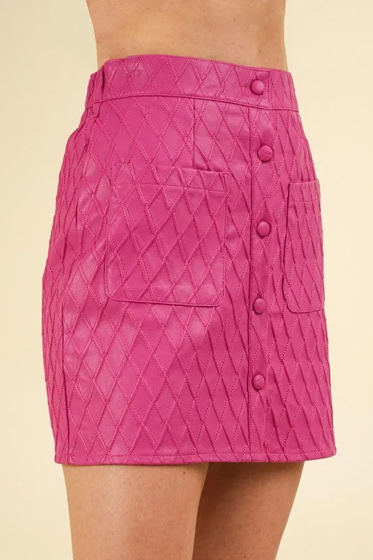 Button Down Textured Vegan Faux Leather Mini Skirt sold by Roxie’s Picks product image thumbnail 3