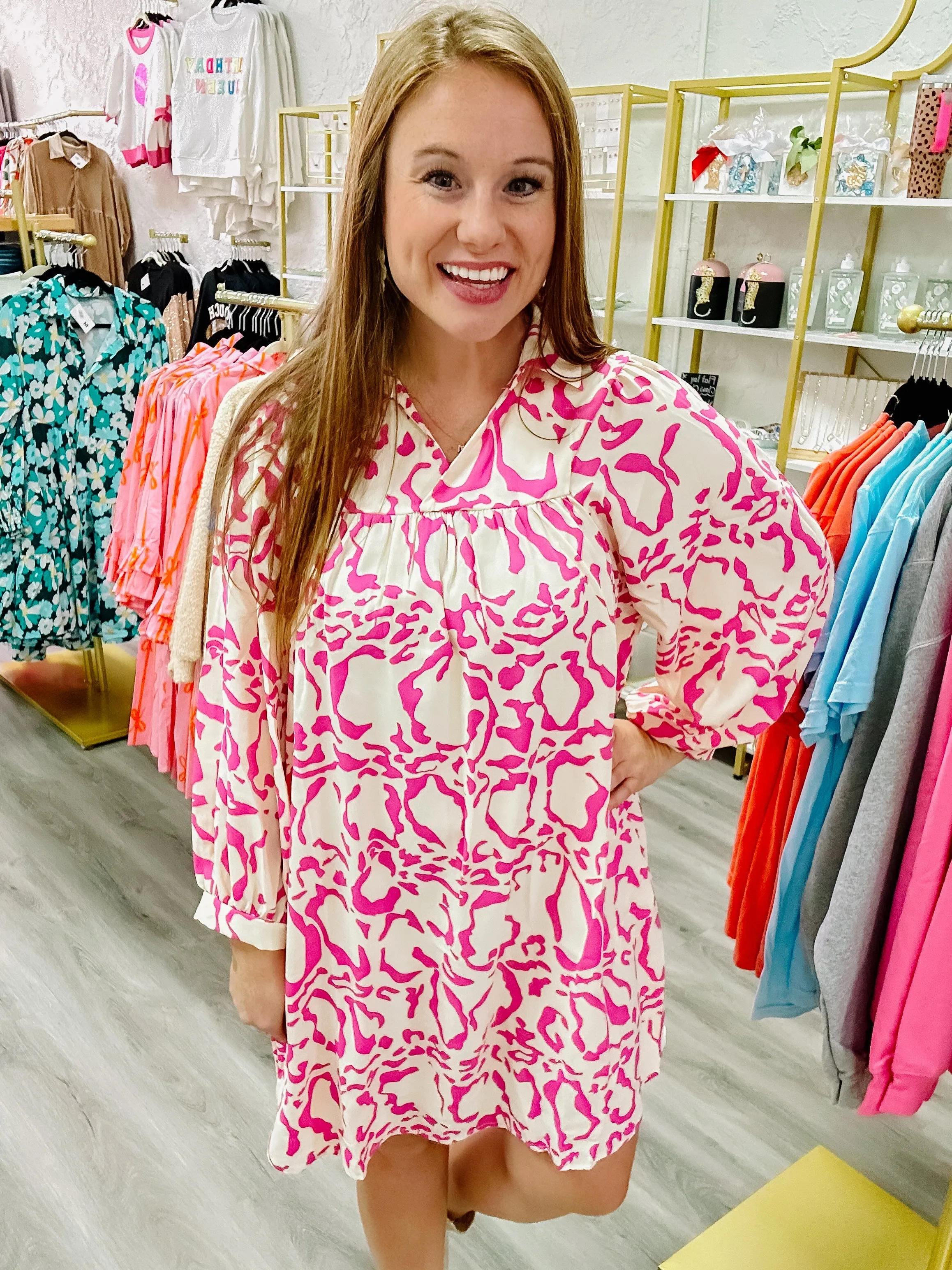 TAUPE AND PINK DRESS sold by Roxie’s Picks