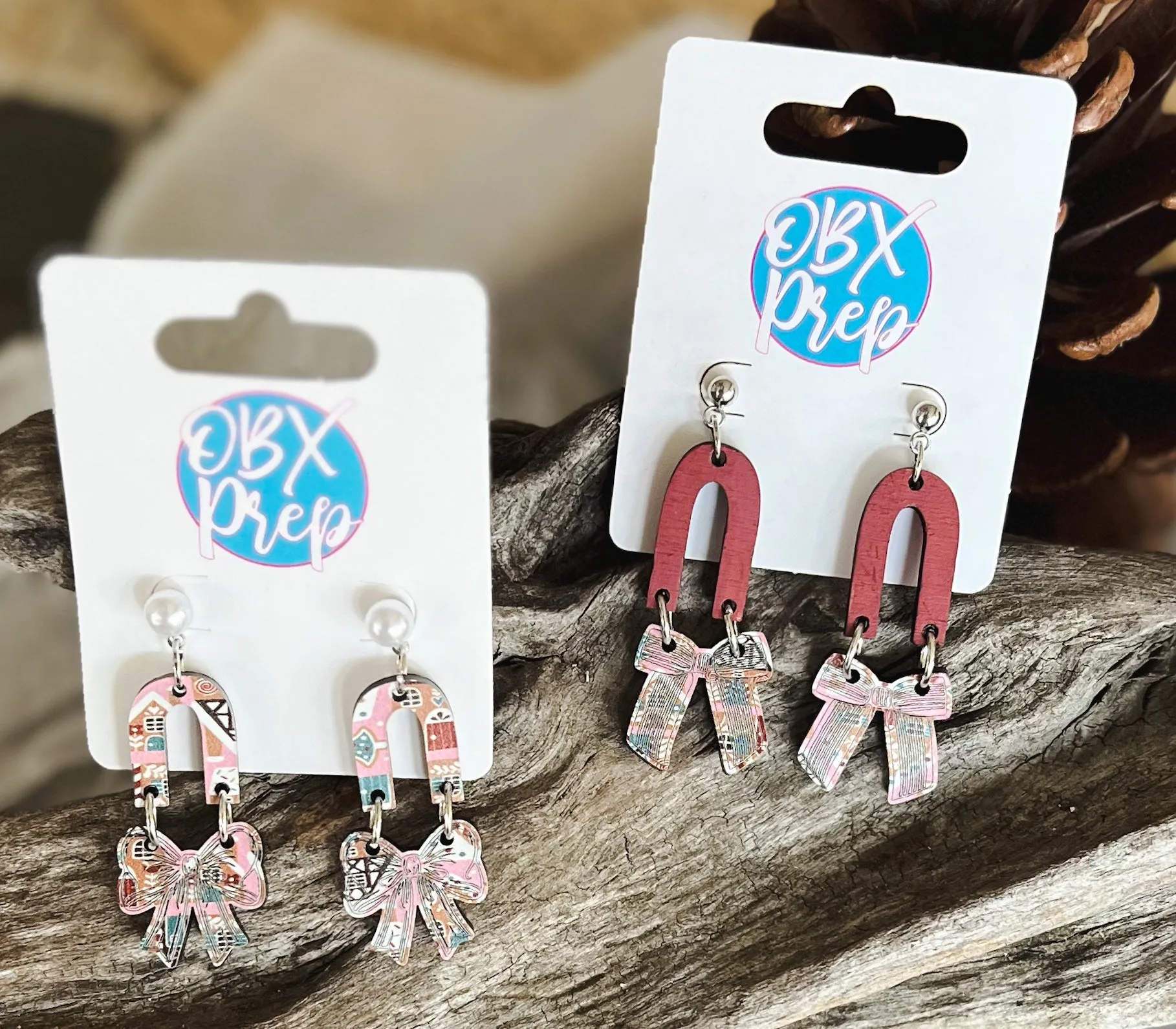 Pink Gingerbread House Coquette Bow Dangle Earrings sold by Roxie’s Picks product image thumbnail 4
