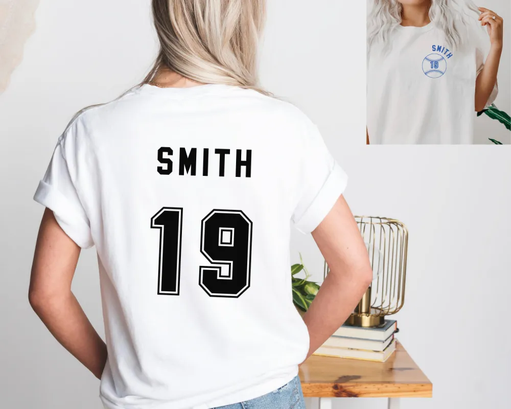 Custom Name and Number Baseball Comfort Color Tee sold by Roxie’s Picks