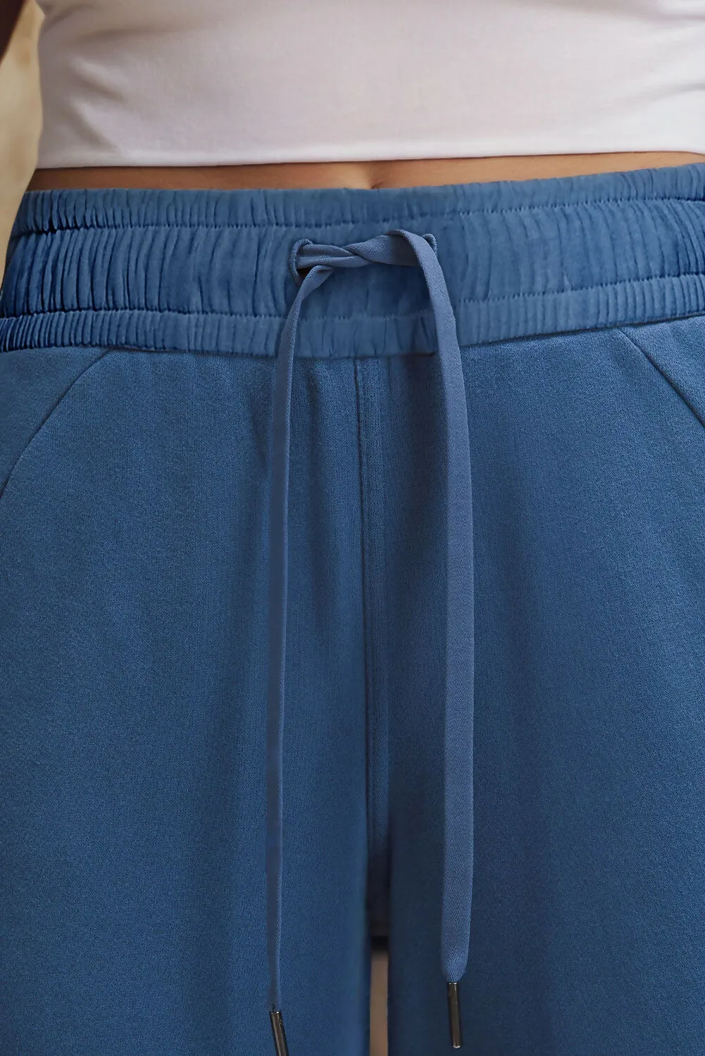 Sail Blue Drawstring High Waist Wide Leg Pocketed Sweatpants sold by Roxie’s Picks product image thumbnail 5