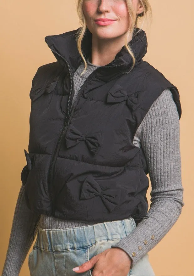 Ribbon Bow Detailed Puffer Vest sold by Roxie’s Picks product image thumbnail 4
