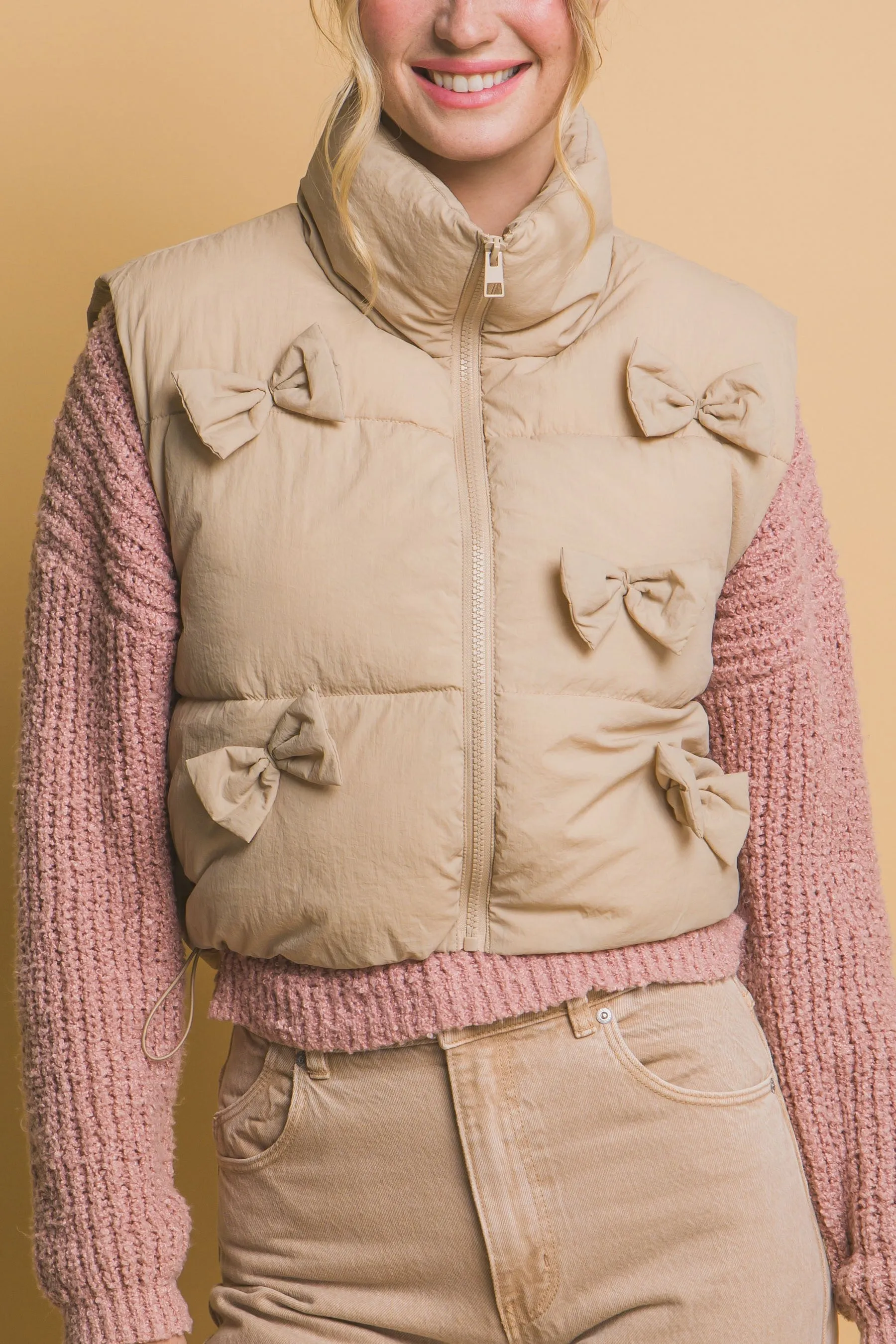 Ribbon Bow Detailed Puffer Vest sold by Roxie’s Picks product image thumbnail 2