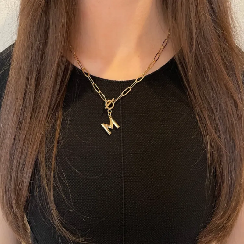 Initial Pendant Paperclip Necklace sold by Roxie’s Picks