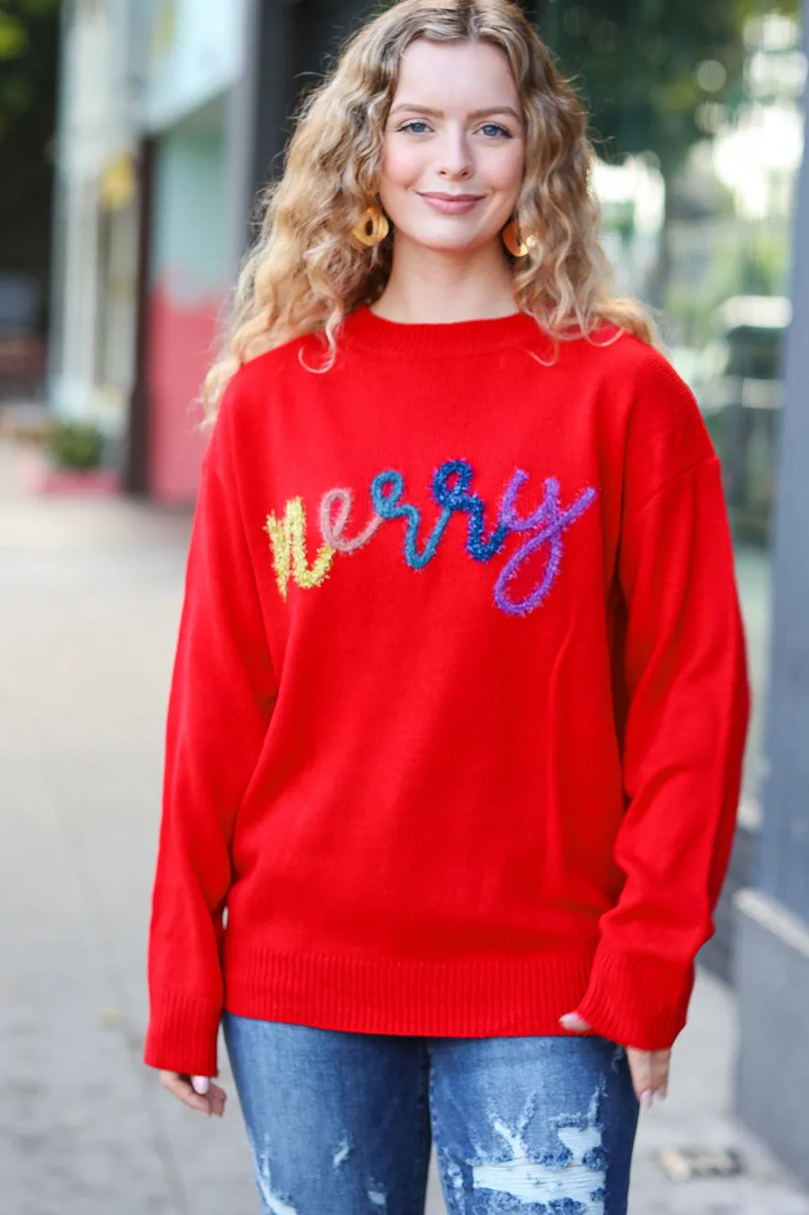 More The Merrier Red Pop Up Lurex Sweater sold by Roxie’s Picks product image thumbnail 4
