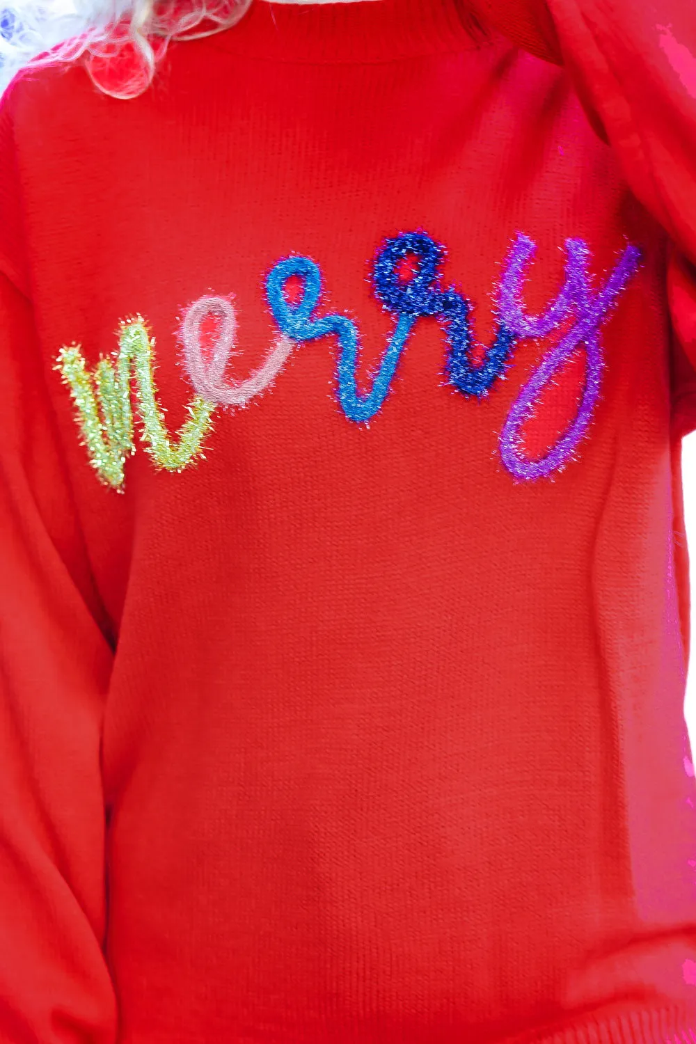 More The Merrier Red Pop Up Lurex Sweater sold by Roxie’s Picks product image thumbnail 3