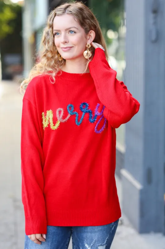 More The Merrier Red Pop Up Lurex Sweater sold by Roxie’s Picks