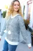 Holiday Ready Charcoal Two Tone Knit Tassel Sweater Hoodie sold by Roxie’s Picks