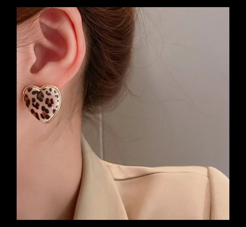 Animal Print Heart Stud Earrings sold by Roxie’s Picks product image thumbnail 2