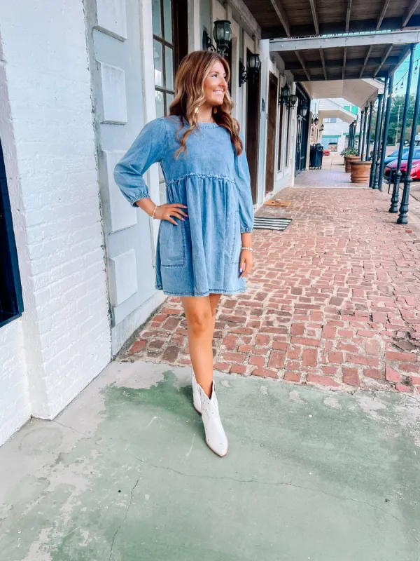 Denim Darling Dress sold by Roxie’s Picks