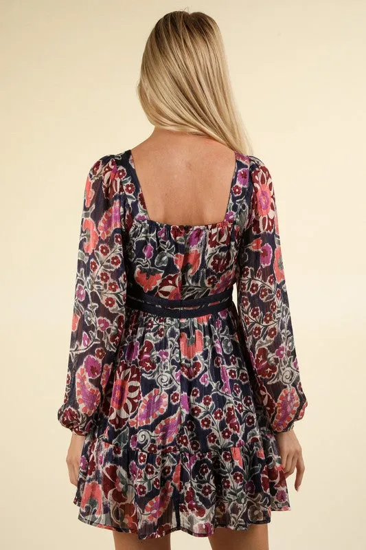 Lacetrim Detail Printed Holiday Mini Dress sold by Roxie’s Picks product image thumbnail 4