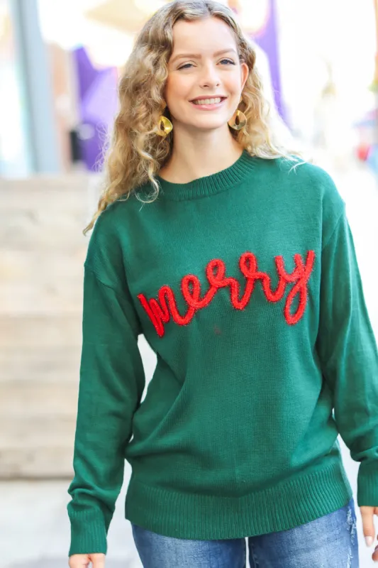 Be Merry Hunter Green Pop Up Lurex Sweater sold by Roxie’s Picks