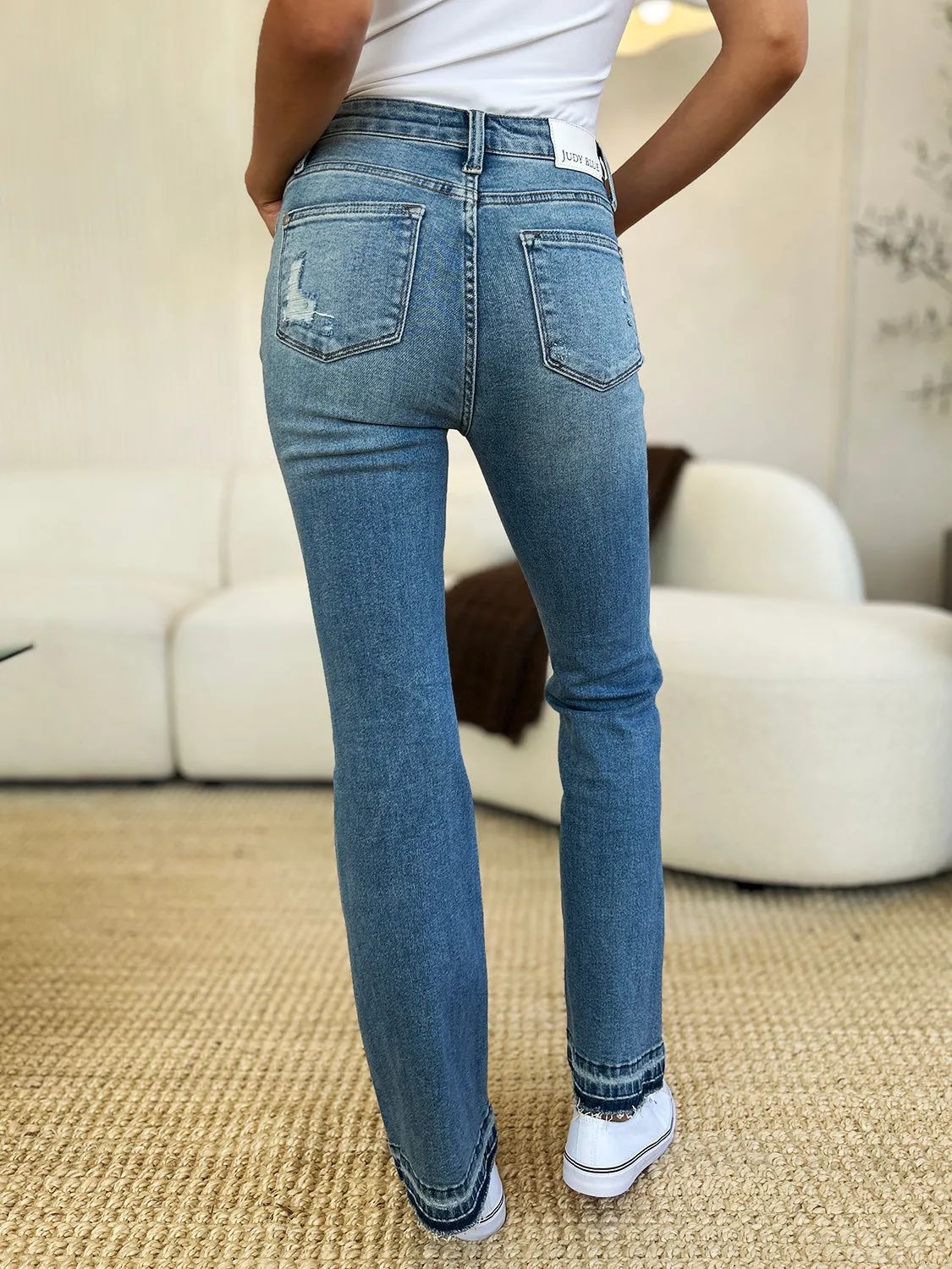 Judy Blue Full Size Mid Rise Destroyed Hem Distressed Jeans sold by Roxie’s Picks product image thumbnail 4